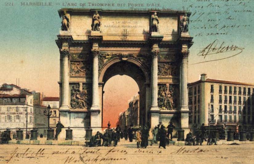 place d'aix porte d'aix arc de triomphe marseille avant apres