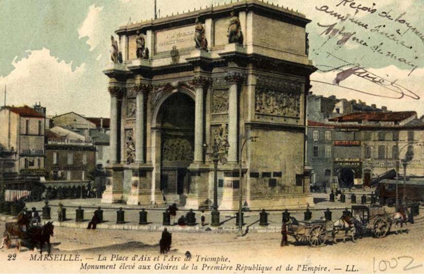 place d'aix porte d'aix arc de triomphe marseille avant apres