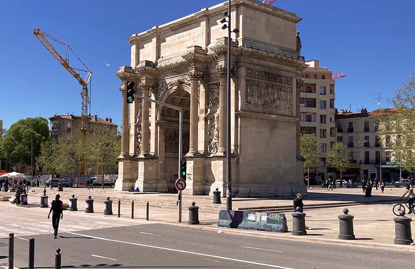 place d'aix porte d'aix arc de triomphe marseille avant apres